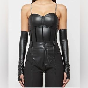 VEGAN LEATHER CORSET BODYSUIT